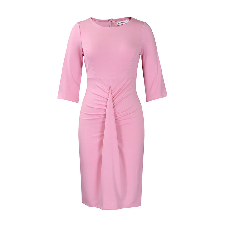 Dame Raffineret Midikjole med Drapering og elegante Ærmer Stilla