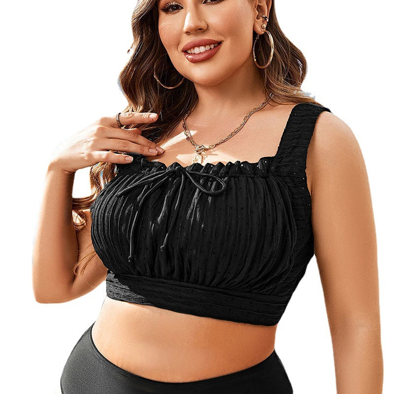 Dame Crop Top med flæsedetaljer Skovae