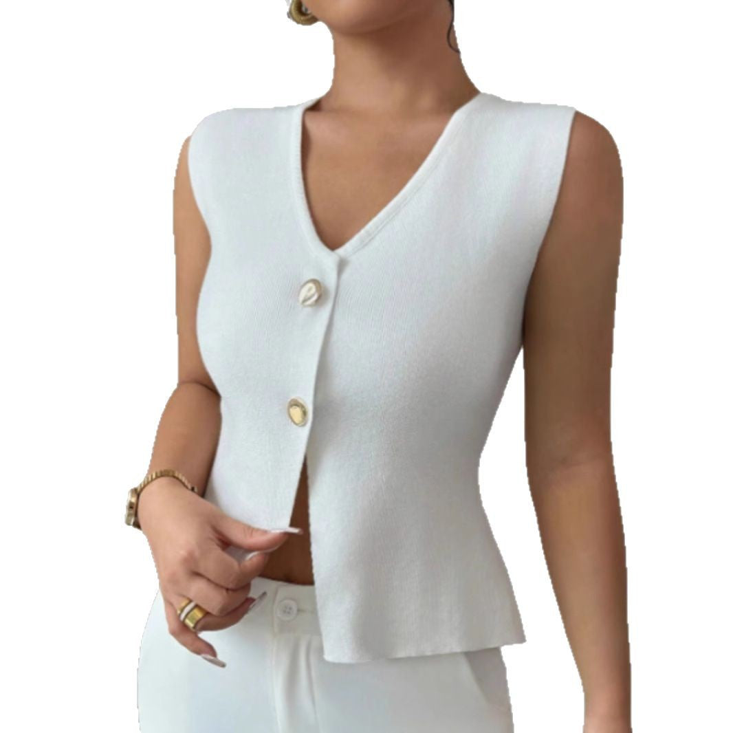 Femme Strik ærmeløs cardigan vest Stilla