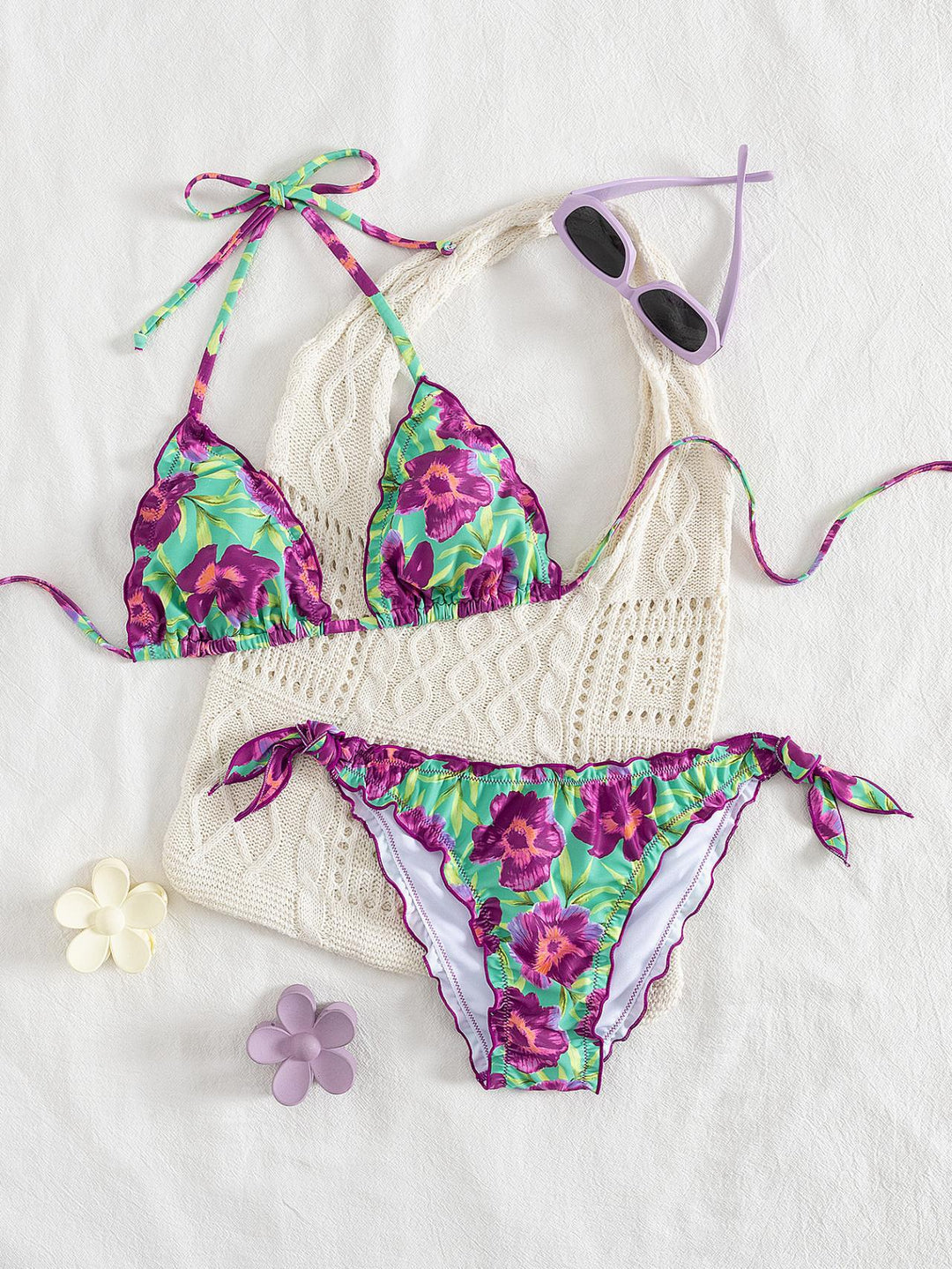 Damer floral mønstret trekant-bikini Skovae