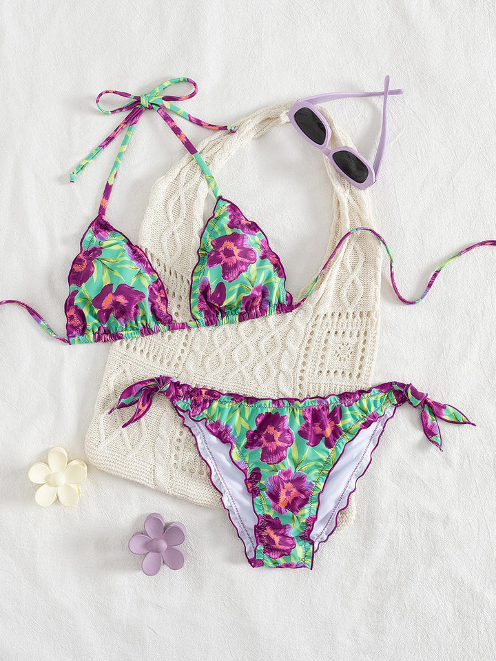 Damer floral mønstret trekant-bikini Skovae