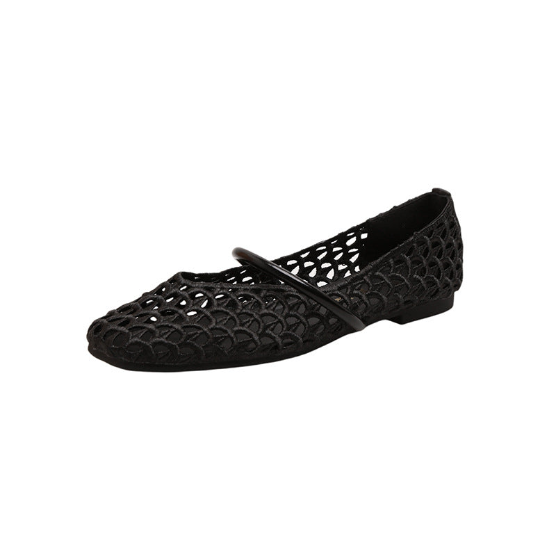Dame elegante Ballerinas med moderne netdesign og stilfuld rem Stilla