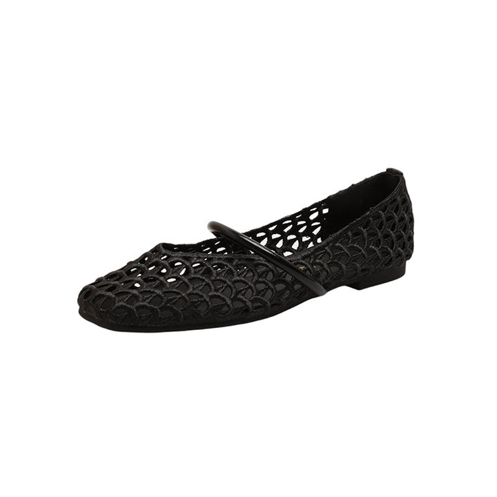 Dame elegante Ballerinas med moderne netdesign og stilfuld rem Stilla