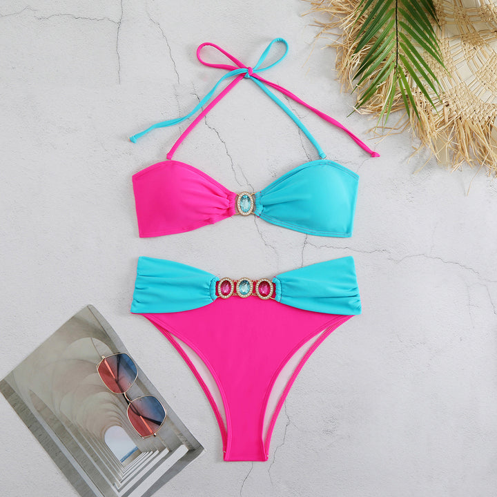 Dame Bikini-sæt med glamourøse smykkedetaljer og innovative bånd Stilla