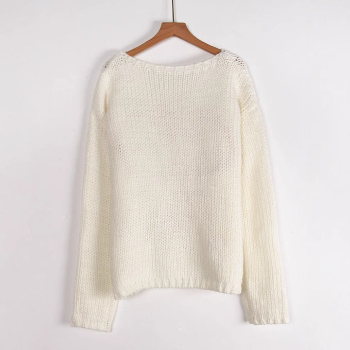 Kvinders strikkede sweater med fletbue motiv Stilla