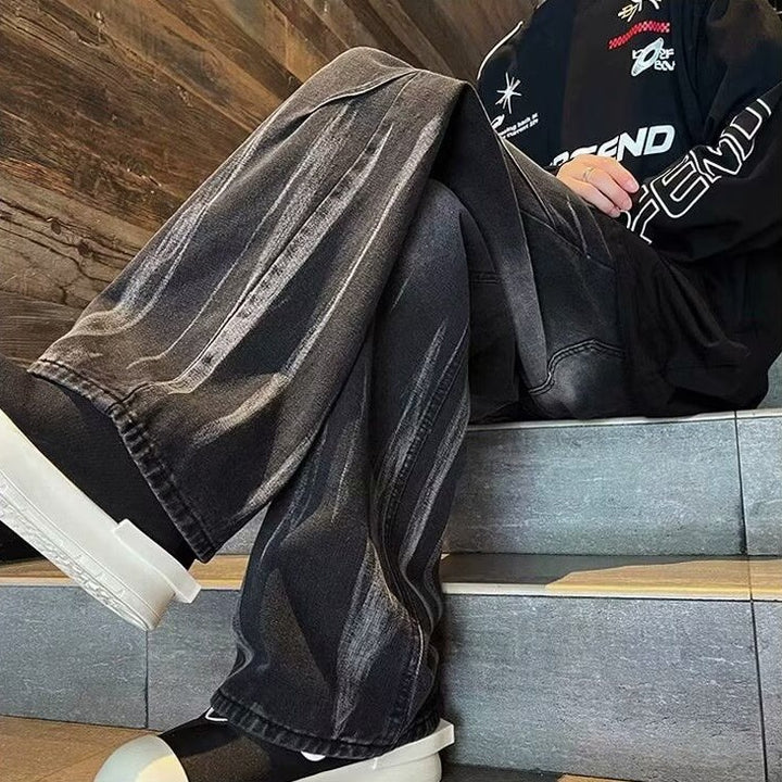 Herrer afslappede Baggy-jeans med unikke vaskeeffekter og komfortabel elastisk talje Stilla