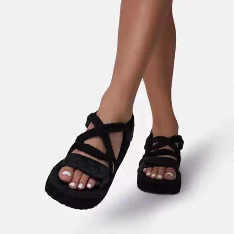Dame Plateau-sandaler med flettede stropper og skridsikker sål Stilla