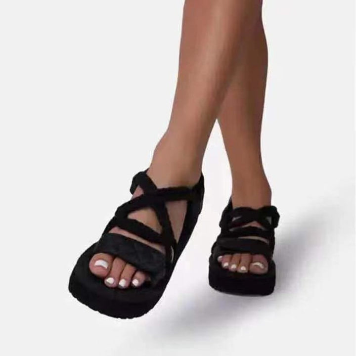 Dame Plateau-sandaler med flettede stropper og skridsikker sål Stilla