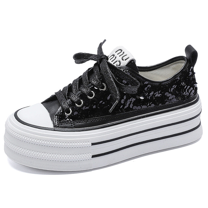 Dame Mode Plateausneakers med glitrende overmateriale Stilla
