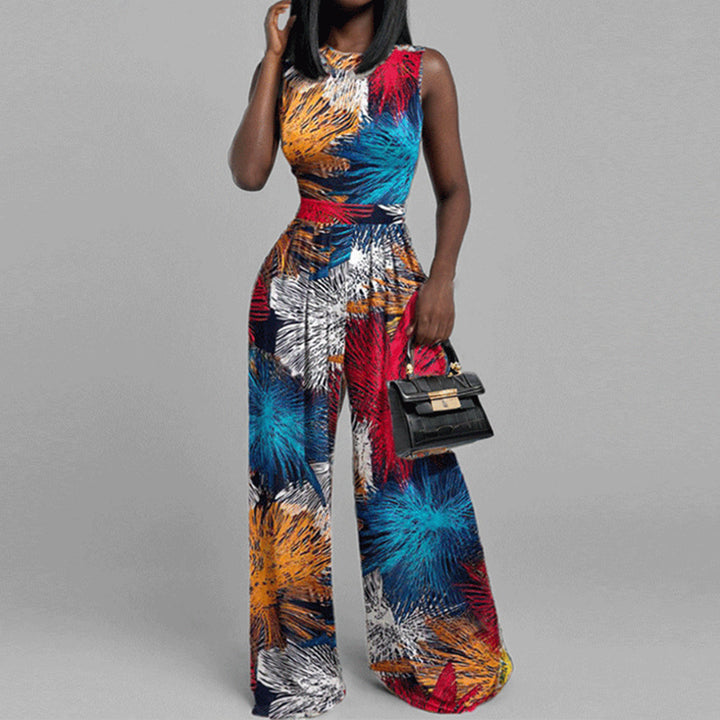 Kvinder Elegant Jumpsuit med Bred Ben og Blomster Design Stilla