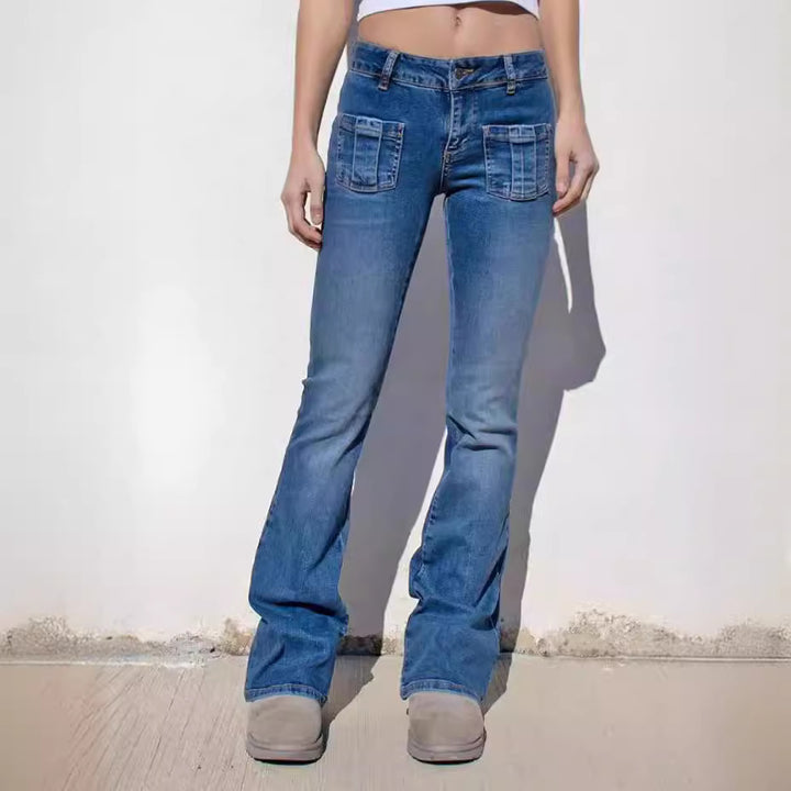 Dame Flared Jeans med fashionable lommer Stilla