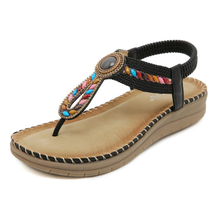 Dame flip-flops med farverige smykker og ergonomisk fodbund Stilla