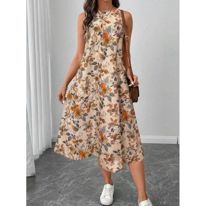 Dame Blomster Midi Sommerkjole Stilla