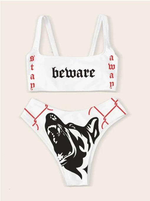 Dame Bandeau Bikini-sæt med iøjnefaldende grafiktryk Skovae