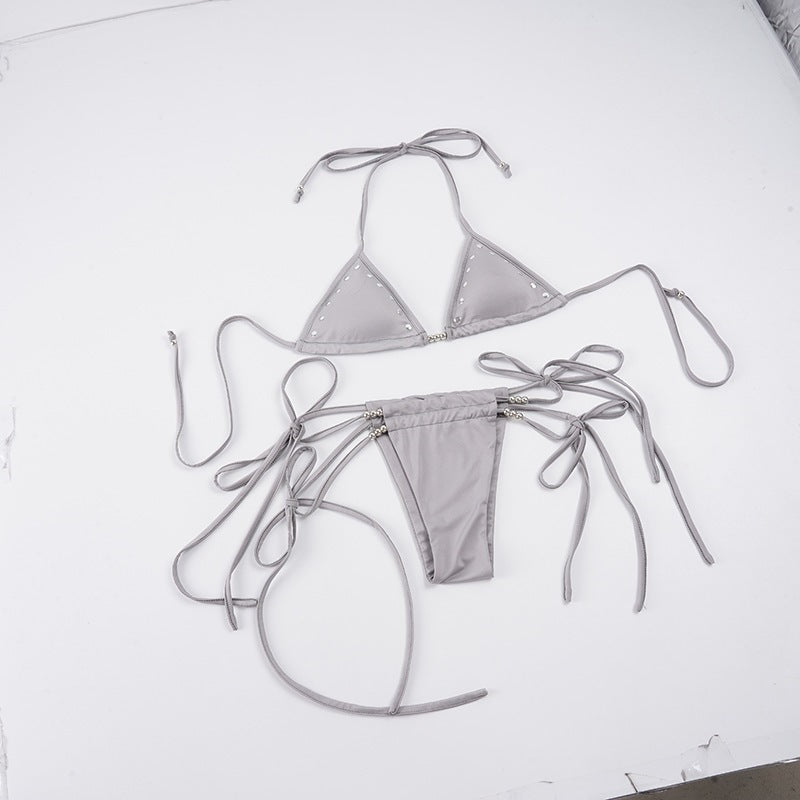 Dame bikini-sæt med moderigtigt triangel-design og justerbare stropper Skovae