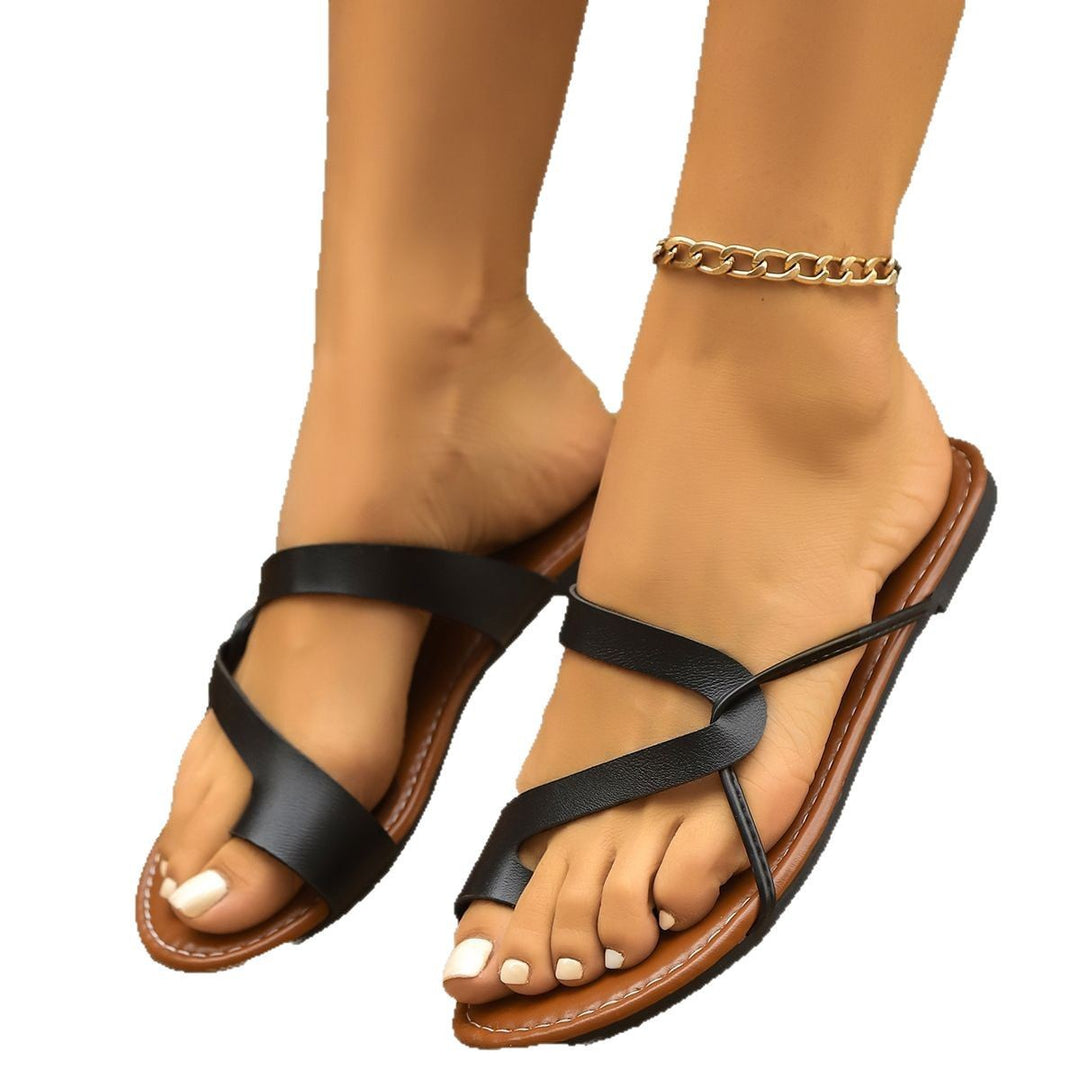 Dame Flade Tå-delt sandaler med moderne kryds-design og faux-læder sål Stilla