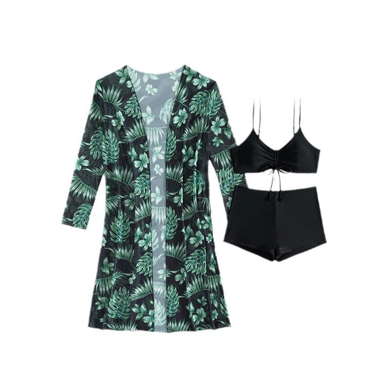Dame Tropical Print Cover-Up og Badedragt Sæt Stilla
