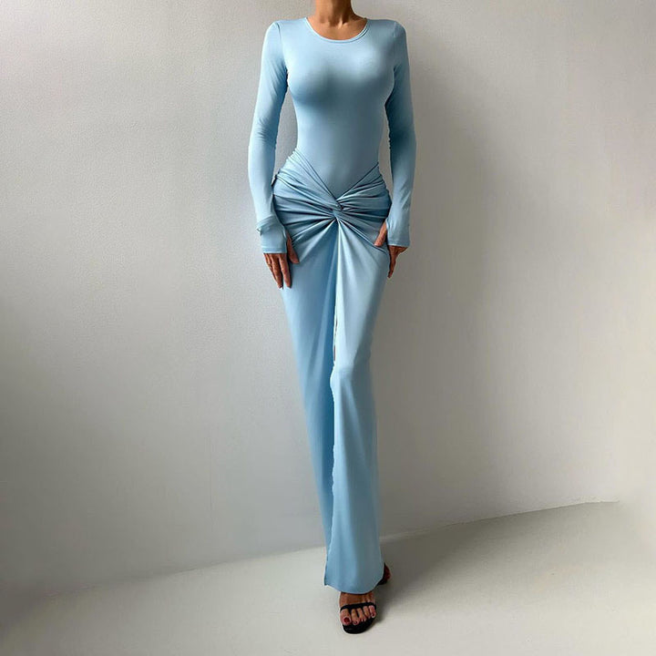 Damer elegant Maxikjole med figurformende snit og raffineret drapering Stilla