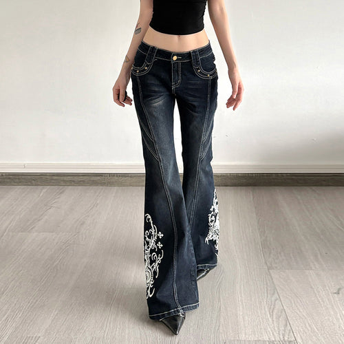 Dame Bootcut-jeans med kunstneriske broderidetaljer Skovae
