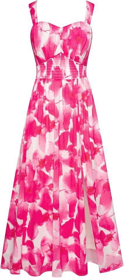 Dame blomsterkjole i maxi-stil med taljebælte fra Stilla