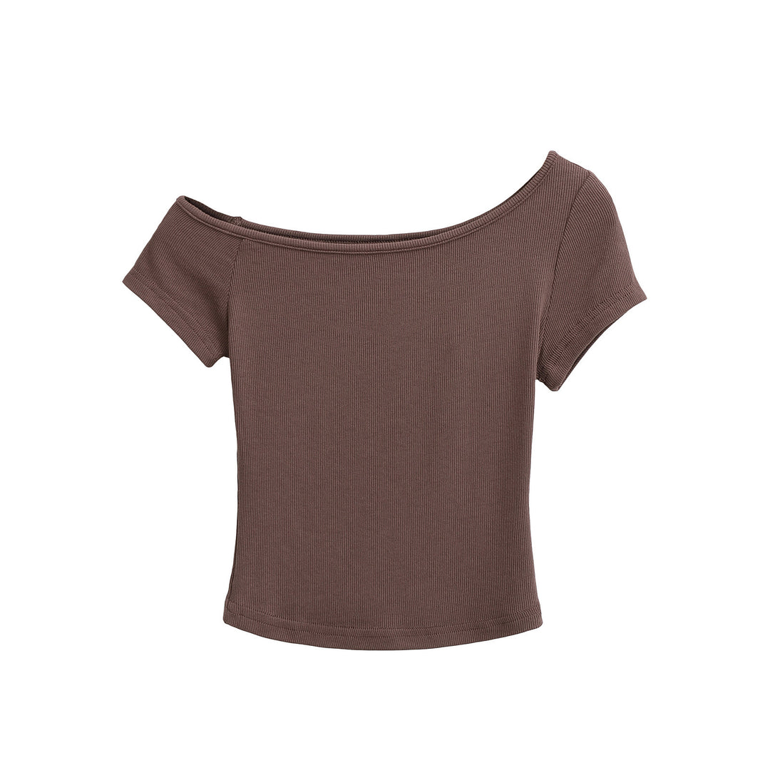 Dame afslappet top med off-shoulder design og struktureret stof Stilla