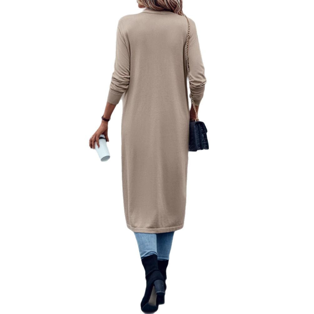 Dame nan længere finstrik cardigan i duster-stil med åben fald og smal ærmedel