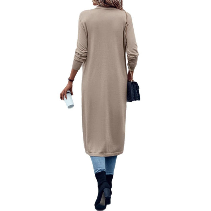 Dame nan længere finstrik cardigan i duster-stil med åben fald og smal ærmedel