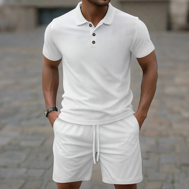 Herrer Sporty kortærmet T-shirt med struktureret design og elastiske fritidsbukser Stilla