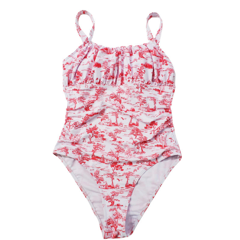 Damer one-piece badeshorts med blomster mønster Skovae