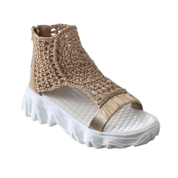 Dame mode strand sandaler med innovativ kile ramme og luftig strik overflade Stilla