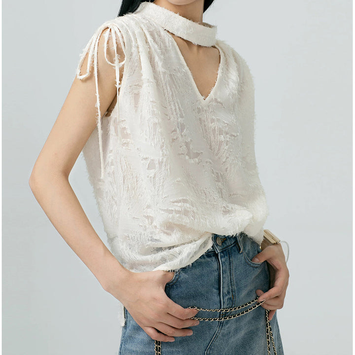 Dame romantisk bluse med fint strukturdesign og afslappet snit Stilla