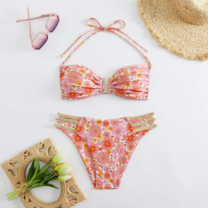 Dame Bikinisæt med fashionable flæser og justerbare stropper Skovae