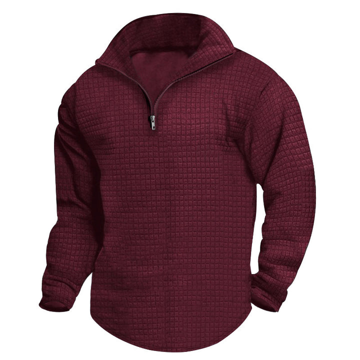 Herrer nan quilted thermo-halfzip med vaffelmønster, børstet foring og afrundet kant Skovae