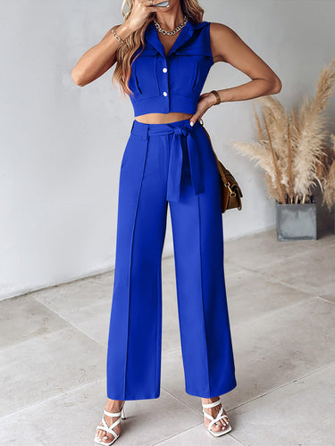 Dame sæt med cropped top og højtaljede bukser Stilla