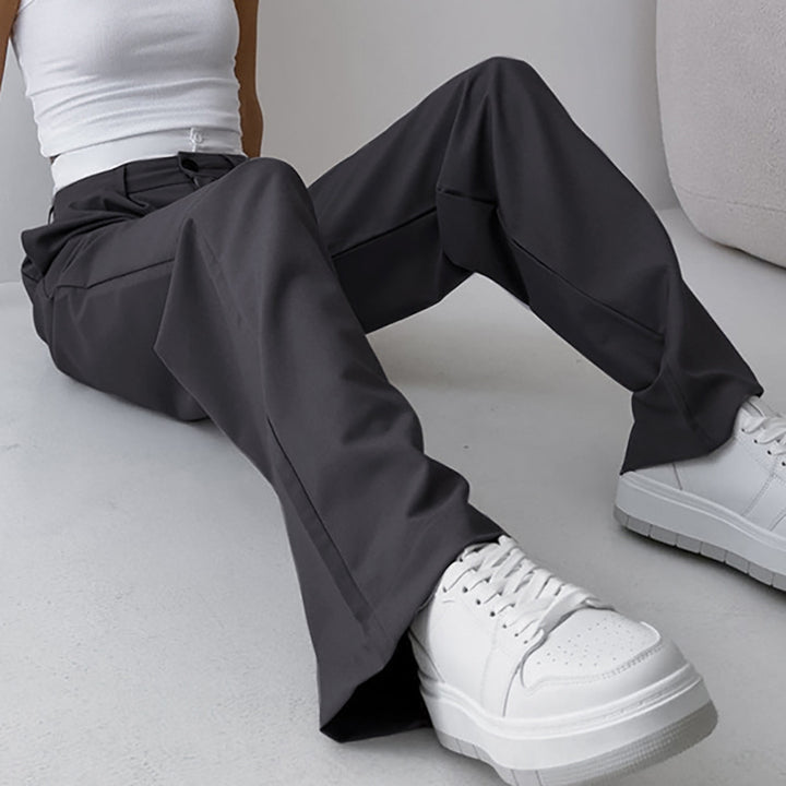 Dame elegante High-Waist Palazzo-bukser med bredt ben og dekorative folder Stilla