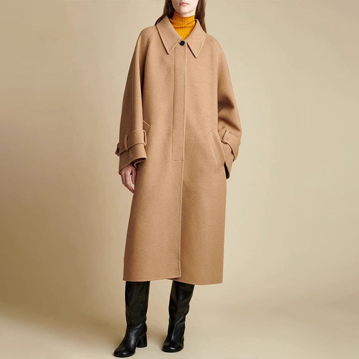 Kvindernes oversized uldfrakke med moderne krave Stilla