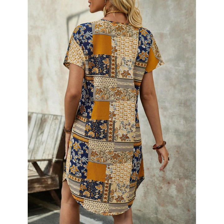Femme Bohemian Stil Patchwork Tunika Kjole Stilla