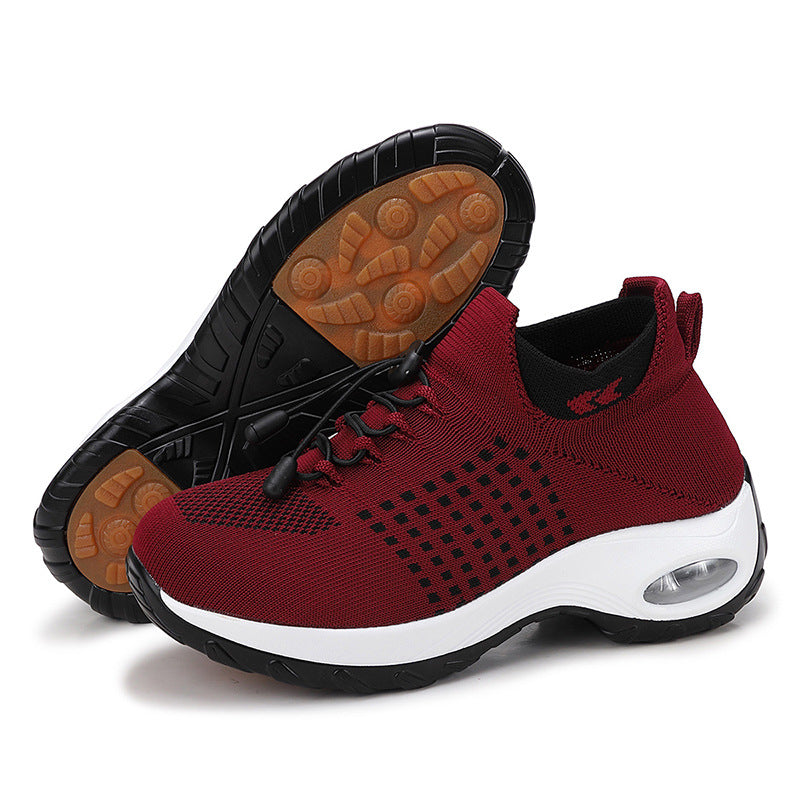 Dame nan åndbar strikkede plateau sneakers med luftstød og elastisk skaft Skovae