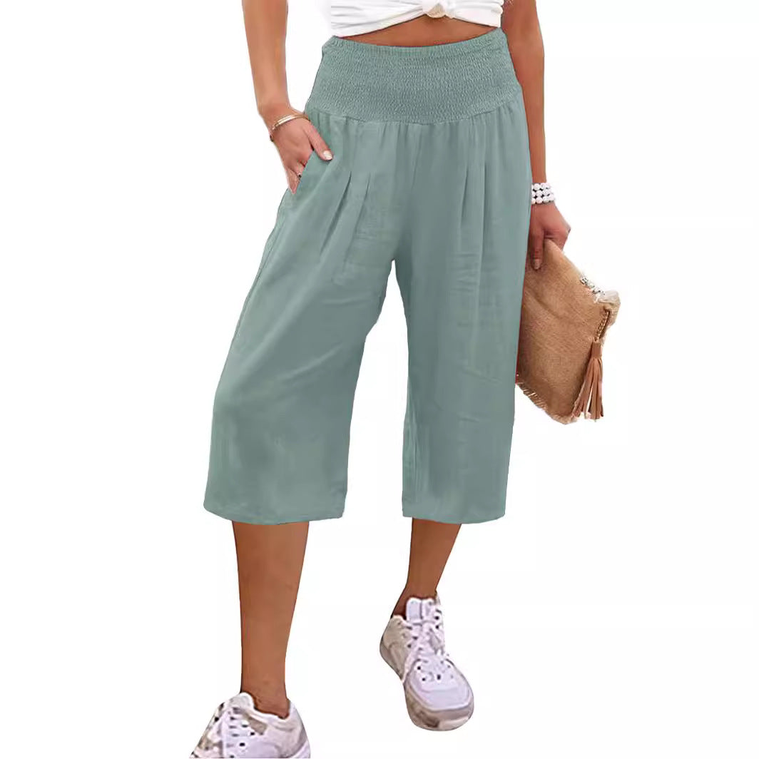 Damer Elegant løs Culotte med elastisk bælt og folder Stilla