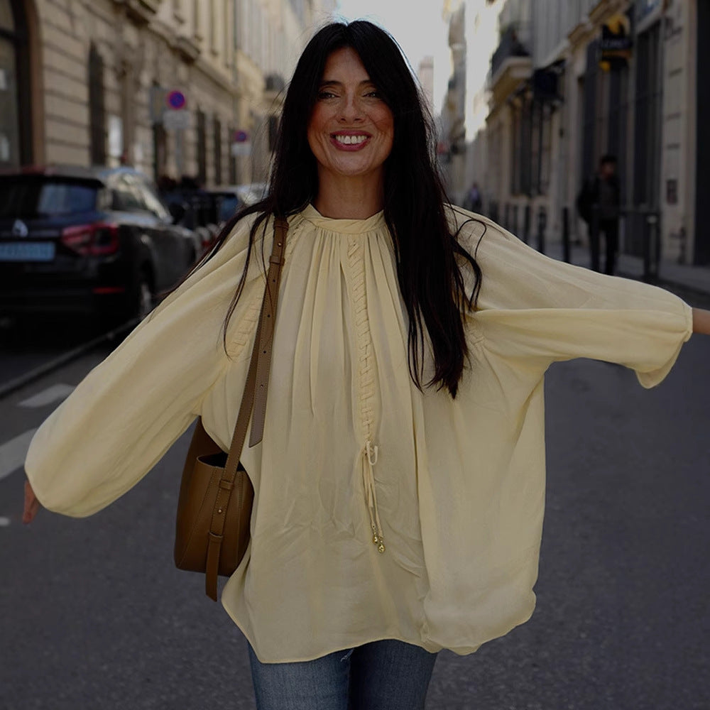 Dame let chiffon top med legende ruffle design Stilla