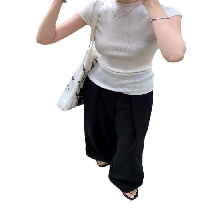 Dame figursyet ribstrik top Stilla