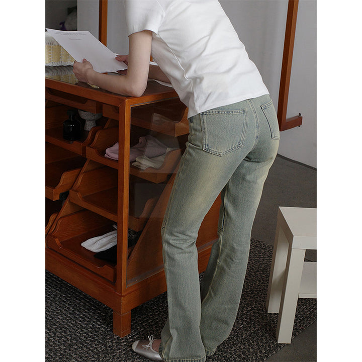 Dame Bootcut Jeans i feminint Vintage-design med høj talje og komfortabel pasform Stilla