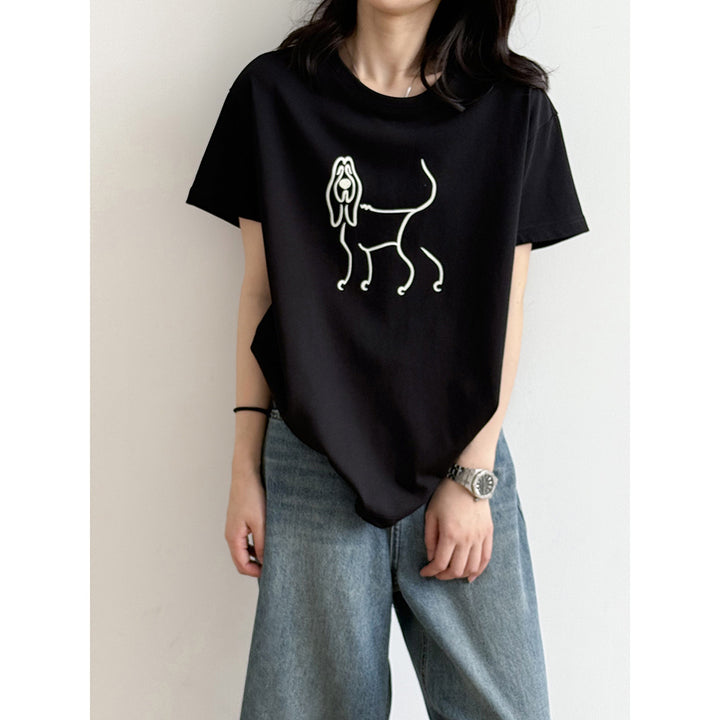 Dame T-shirt med unikt dyreprint Stilla