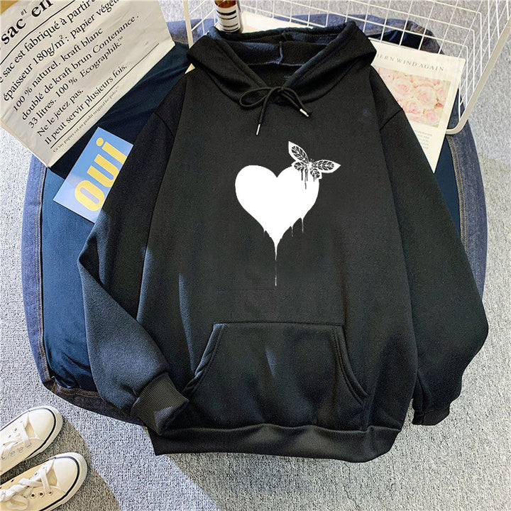 Kvinders hoodie med kreativ hjerte design Skovae