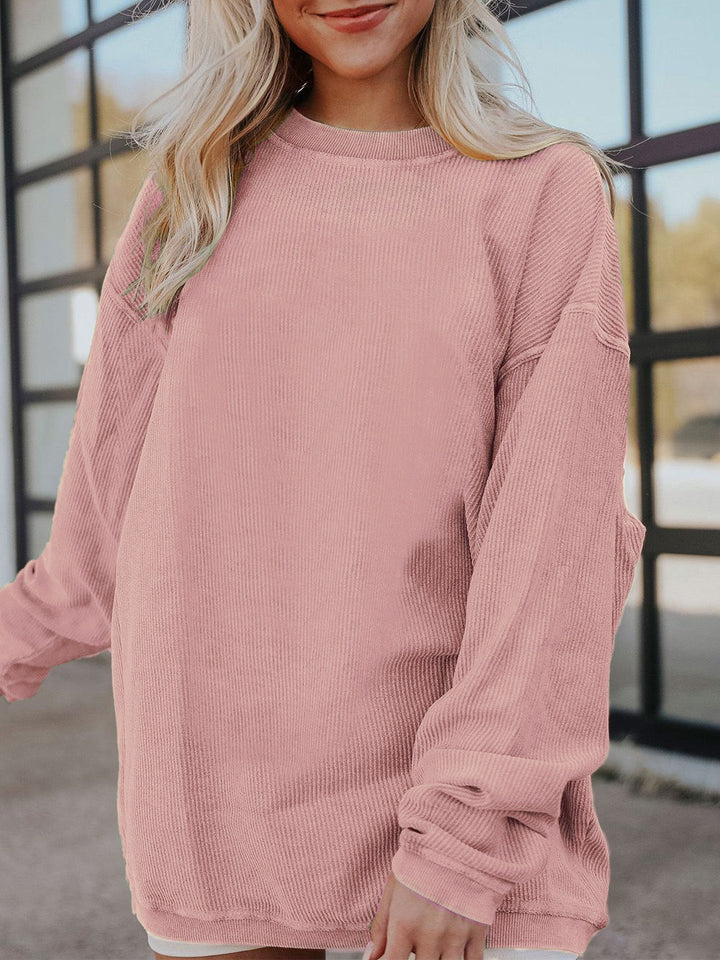 Dame Oversized Sweatshirt med ribstruktur og afslappet snit Stilla