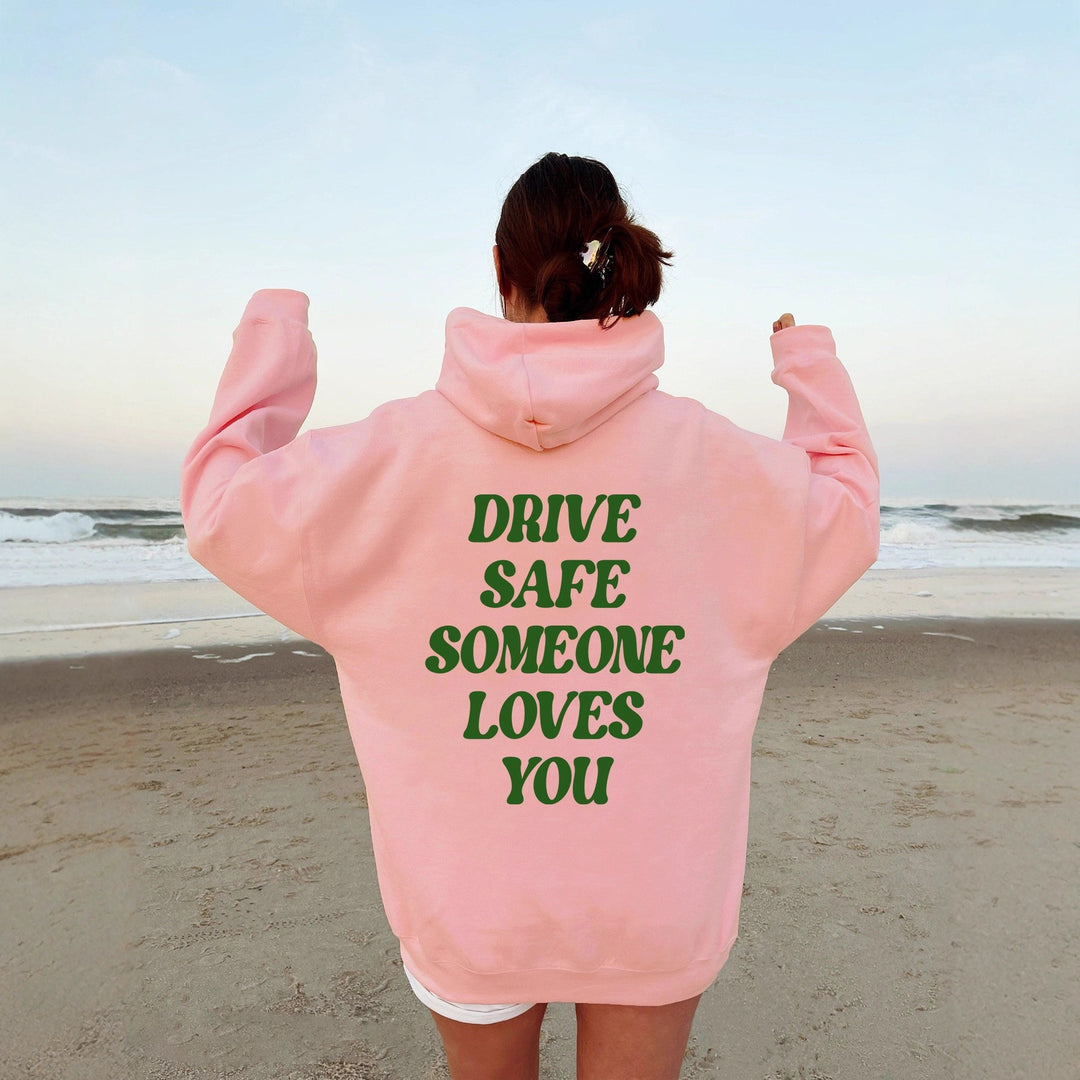 Kvinders hætte sweatshirt med inspirerende tekst og afslappet pasform Skovae