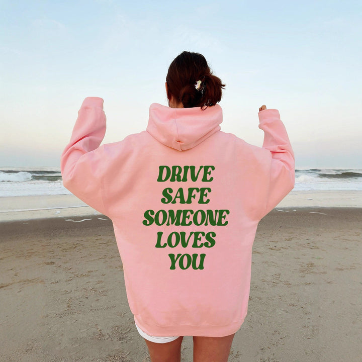Kvinders hætte sweatshirt med inspirerende tekst og afslappet pasform Skovae
