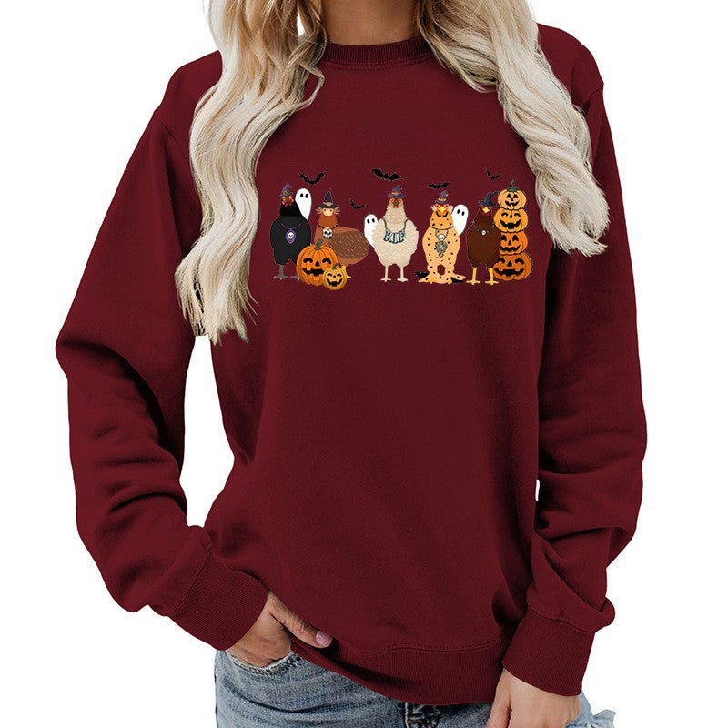 Dame sweatshirt med muntert Halloween-motiv Stilla