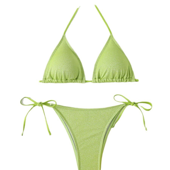 Dame trekant-bikini med justerbare snøredetaljer og glitrende stof Stilla
