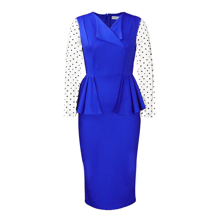 Dame elegant Peplum-kjole med moderne prikkemønsterærmer Stilla